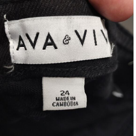 AVA & VIV NWT Plus Size 24 Black Wide Leg High-Rise Relaxed Fit Stretch Jeans - Picture 3 of 7